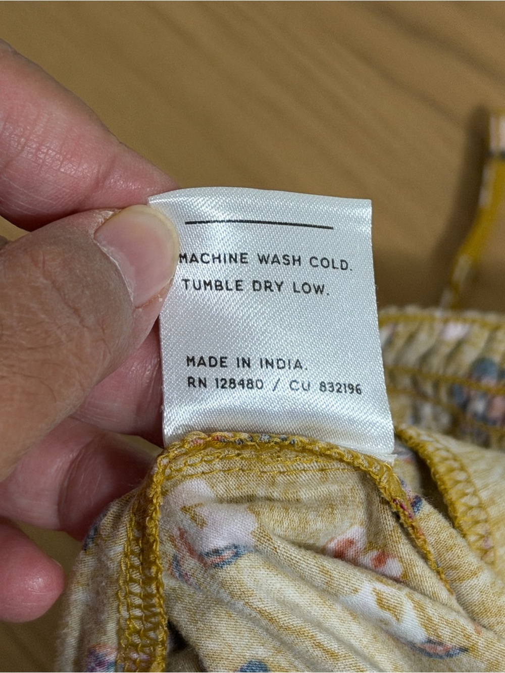 Pact Size Small Mustard Floral Jumpsuit Smocked Wide Leg Organic Cotton Boho - Picture 5 of 7